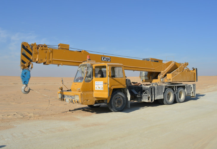 road construction equipment truck crane