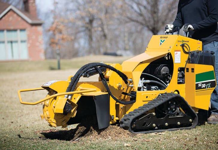 A Tracked Walk-behind Stump Grinder a tracked walk-behind stump grinder